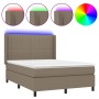 Cama box spring colchón y luces LED tela gris taupe 140x200 cm de , Camas y somieres - Ref: Foro24-3138481, Precio: 573,96 €,...