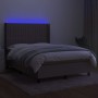 Box spring bed with mattress and LED lights taupe gray fabric 140x200 cm by , Beds and slatted bases - Ref: Foro24-3138481, P...