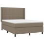 Box spring bed with mattress and LED lights taupe gray fabric 140x200 cm by , Beds and slatted bases - Ref: Foro24-3138481, P...