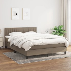 Boxspringbett mit taupegrauer Stoffmatratze 140x190 cm von , Betten und Lattenroste - Ref: Foro24-3140213, Preis: 449,02 €, R...