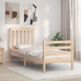 Estructura de cama individual con cabecero madera maciza de , Camas y somieres - Ref: Foro24-3194206, Precio: 100,33 €, Descu...