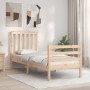 Single bed frame with solid wood headboard by , Beds and slatted bases - Ref: Foro24-3194206, Price: 100,33 €, Discount: %