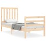 Single bed frame with solid wood headboard by , Beds and slatted bases - Ref: Foro24-3194206, Price: 100,33 €, Discount: %