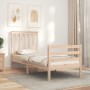 Single bed frame with solid wood headboard by , Beds and slatted bases - Ref: Foro24-3194206, Price: 100,33 €, Discount: %