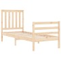 Single bed frame with solid wood headboard by , Beds and slatted bases - Ref: Foro24-3194206, Price: 100,33 €, Discount: %