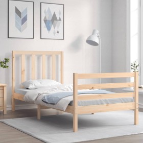 Single bed frame with solid wood headboard by , Beds and slatted bases - Ref: Foro24-3193751, Price: 96,99 €, Discount: %