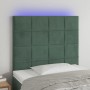 Cabecero con luces LED terciopelo verde oscuro 100x5x118/128 cm de , Cabeceros y pies de cama - Ref: Foro24-3122469, Precio: ...