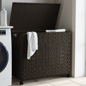 Dark brown rattan laundry basket with wheels 66x35x60 cm by , Laundry baskets - Ref: Foro24-372045, Price: 77,48 €, Discount: %