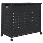 Dirty clothes basket with wheels black rattan 66x35x60 cm by , Laundry baskets - Ref: Foro24-372047, Price: 90,12 €, Discount: %