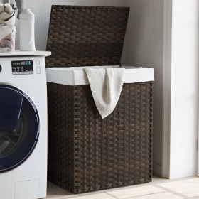 Laundry basket with lid dark brown rattan 46x33x60 cm by , Laundry baskets - Ref: Foro24-372030, Price: 63,99 €, Discount: %