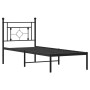 Bed frame with black metal headboard 75x190 cm by , Beds and slatted bases - Ref: Foro24-374329, Price: 69,02 €, Discount: %