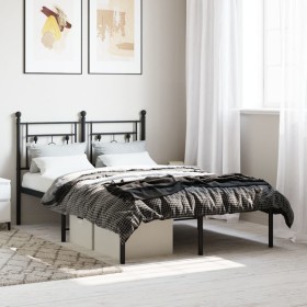 Estructura de cama con cabecero metal negro 120x190 cm de , Camas y somieres - Ref: Foro24-374336, Precio: 93,99 €, Descuento: %