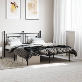 Bed frame with black metal headboard 150x200 cm by , Beds and slatted bases - Ref: Foro24-374341, Price: 99,78 €, Discount: %