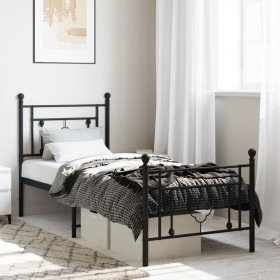 Bed frame with headboard and black metal footboard 80x200 cm by , Beds and slatted bases - Ref: Foro24-374348, Price: 71,99 €...