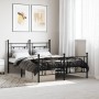 Black metal headboard and footboard bed frame 140x190 cm by , Beds and slatted bases - Ref: Foro24-374357, Price: 114,12 €, D...