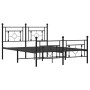 Black metal headboard and footboard bed frame 140x190 cm by , Beds and slatted bases - Ref: Foro24-374357, Price: 114,12 €, D...