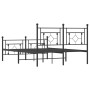 Black metal headboard and footboard bed frame 140x190 cm by , Beds and slatted bases - Ref: Foro24-374357, Price: 114,12 €, D...