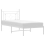 Metal bed frame with white headboard 90x200 cm by , Beds and slatted bases - Ref: Foro24-374381, Price: 65,22 €, Discount: %