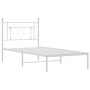 Metal bed frame with white headboard 100x200 cm by , Beds and slatted bases - Ref: Foro24-374383, Price: 69,85 €, Discount: %