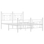 Metal bed frame with headboard and white footboard 135x190 cm by , Beds and slatted bases - Ref: Foro24-374405, Price: 113,06...