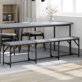 Steel and light gray fabric dining bench 186x32x45 cm by , Dining and kitchen benches - Ref: Foro24-835224, Price: 84,99 €, D...