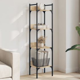 Bookcase with 4 shelves Sonoma oak wood 35x30x138.5 cm by , Bookcases and shelves - Ref: Foro24-838849, Price: 44,46 €, Disco...