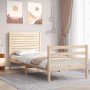 Single bed frame with solid wood headboard by , Beds and slatted bases - Ref: Foro24-3194986, Price: 114,01 €, Discount: %