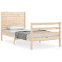 Single bed frame with solid wood headboard by , Beds and slatted bases - Ref: Foro24-3194986, Price: 114,01 €, Discount: %