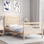 Single bed frame with solid wood headboard by , Beds and slatted bases - Ref: Foro24-3194986, Price: 114,01 €, Discount: %