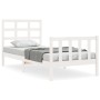 Single bed frame with white solid wood headboard by , Beds and slatted bases - Ref: Foro24-3192062, Price: 111,45 €, Discount: %