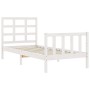 Single bed frame with white solid wood headboard by , Beds and slatted bases - Ref: Foro24-3192062, Price: 111,45 €, Discount: %