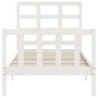 Single bed frame with white solid wood headboard by , Beds and slatted bases - Ref: Foro24-3192062, Price: 111,45 €, Discount: %