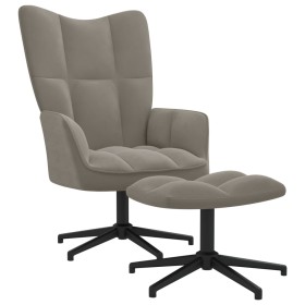 Sillón de relax con taburete de terciopelo gris claro de , Sillones - Ref: Foro24-328106, Precio: 142,03 €, Descuento: %