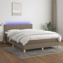 Box spring bed with LED mattress taupe gray fabric 140x200 cm by , Beds and slatted bases - Ref: Foro24-3133881, Price: 468,4...