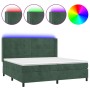 Cama box spring colchón y LED terciopelo verde oscuro 200x200cm de , Camas y somieres - Ref: Foro24-3139586, Precio: 747,15 €...