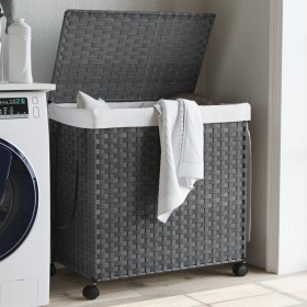 Gray rattan laundry basket with wheels 60x35x60.5 cm by , Laundry baskets - Ref: Foro24-372041, Price: 77,83 €, Discount: %