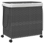 Grauer Rattan-Wäschekorb mit Rädern 60x35x60,5 cm von , Wäschekörbe - Ref: Foro24-372041, Preis: 77,83 €, Rabatt: %