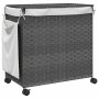 Grauer Rattan-Wäschekorb mit Rädern 60x35x60,5 cm von , Wäschekörbe - Ref: Foro24-372041, Preis: 77,83 €, Rabatt: %