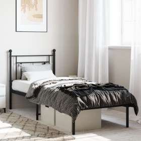 Estructura de cama con cabecero metal negro 80x200 cm de , Camas y somieres - Ref: Foro24-374330, Precio: 63,99 €, Descuento: %