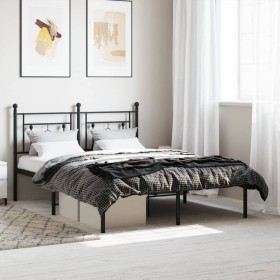 Bed frame with black metal headboard 140x190 cm by , Beds and slatted bases - Ref: Foro24-374339, Price: 91,99 €, Discount: %