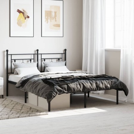 Bed frame with black metal headboard 140x190 cm by , Beds and slatted bases - Ref: Foro24-374339, Price: 97,95 €, Discount: %