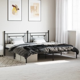 Bed frame with black metal headboard 193x203 cm by , Beds and slatted bases - Ref: Foro24-374345, Price: 94,99 €, Discount: %