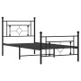 Bed frame with headboard and black metal footboard 100x190cm by , Beds and slatted bases - Ref: Foro24-374351, Price: 76,82 €...