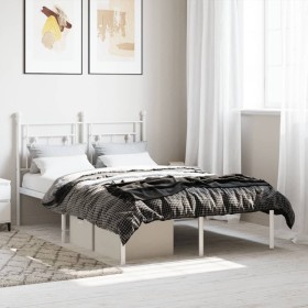 Metal bed frame with white headboard 120x190 cm by , Beds and slatted bases - Ref: Foro24-374385, Price: 87,89 €, Discount: %