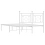 Estructura de cama de metal con cabecero blanca 120x190 cm de , Camas y somieres - Ref: Foro24-374385, Precio: 87,89 €, Descu...