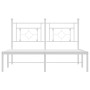 Estructura de cama de metal con cabecero blanca 135x190 cm de , Camas y somieres - Ref: Foro24-374387, Precio: 97,20 €, Descu...