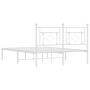 Estructura de cama de metal con cabecero blanca 135x190 cm de , Camas y somieres - Ref: Foro24-374387, Precio: 97,20 €, Descu...