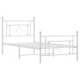 Metal bed frame with headboard and footboard white 90x190 cm by , Beds and slatted bases - Ref: Foro24-374398, Price: 74,16 €...