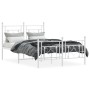 Metal bed frame with headboard and white footboard 120x190 cm by , Beds and slatted bases - Ref: Foro24-374403, Price: 110,00...