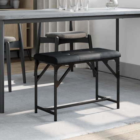 Dining bench made of black steel and synthetic leather 62x32x45 cm by , Dining and kitchen benches - Ref: Foro24-835217, Pric...